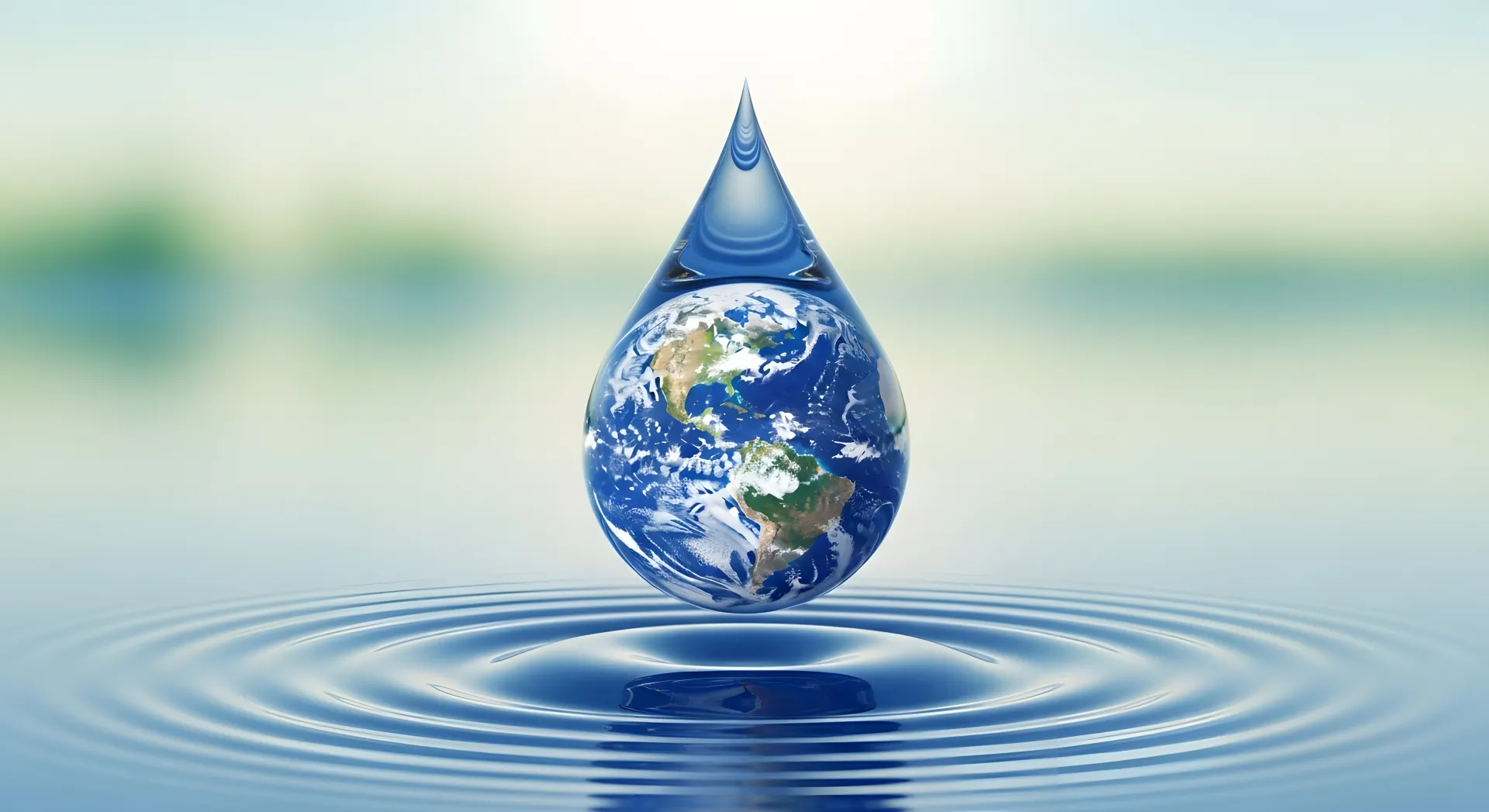 Vandens lašas su Žemės kontūru
